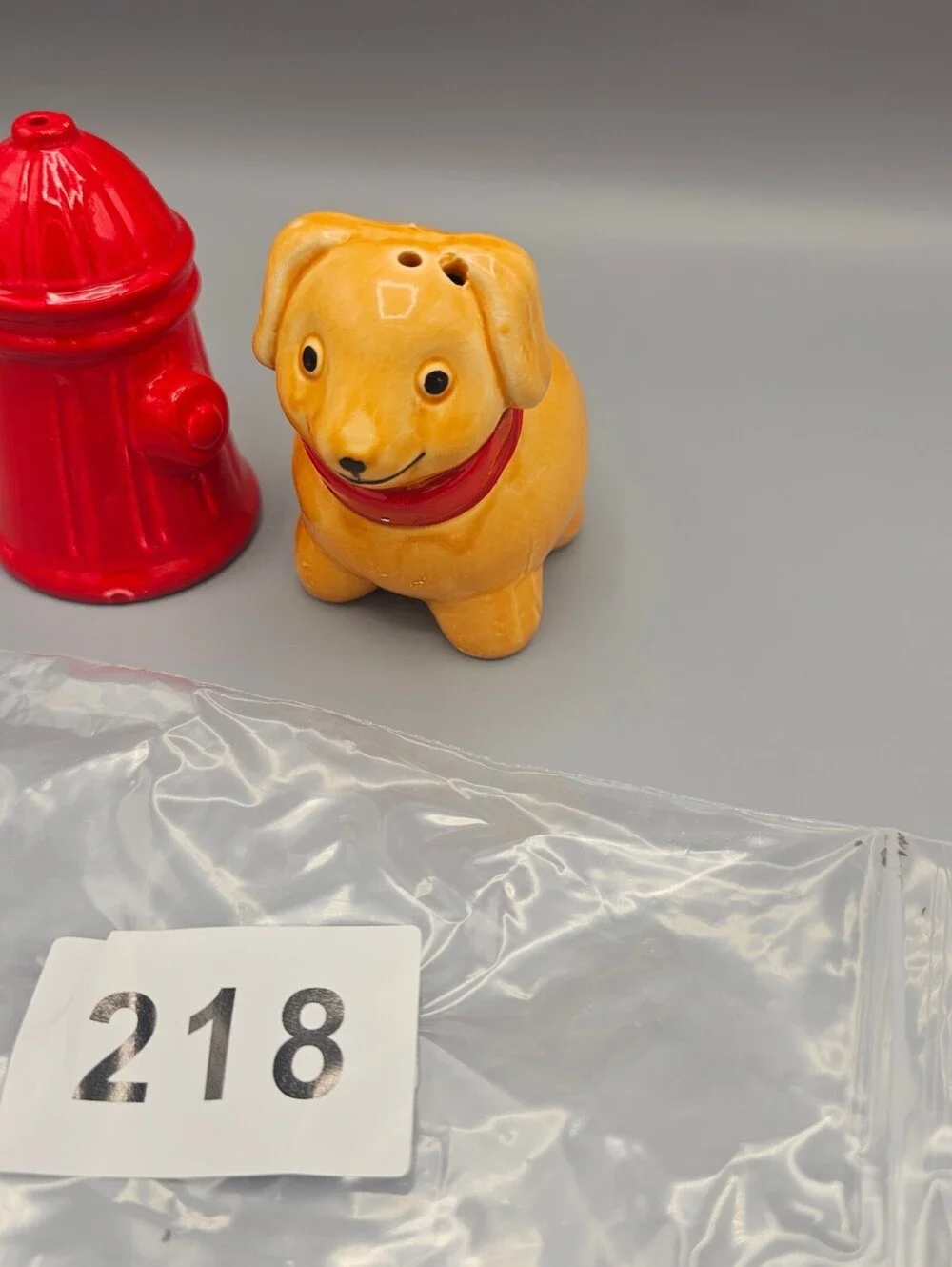 Ceramic Dog and Fire Hydrant Salt and Pepper Shakers